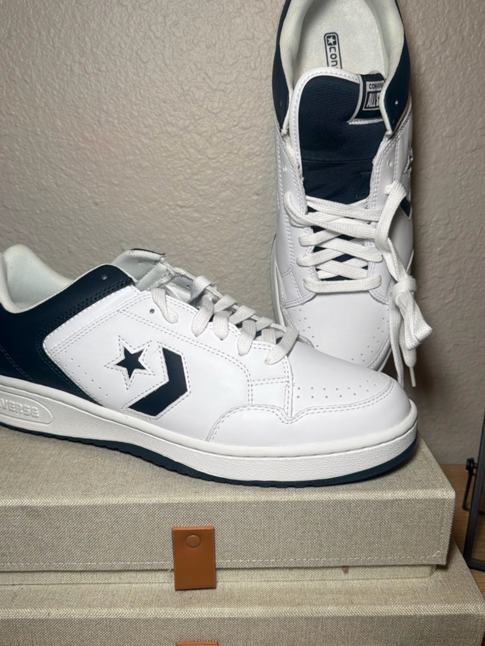 Converse Men’s White & Navy Low-Top Athletic Sneakers